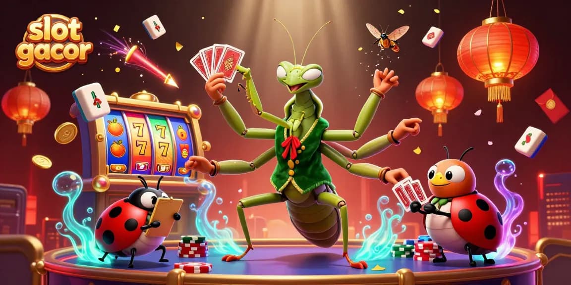 Experience the excitement of slot gacor with vibrant 3D casino characters surrounded by dynamic game elements.