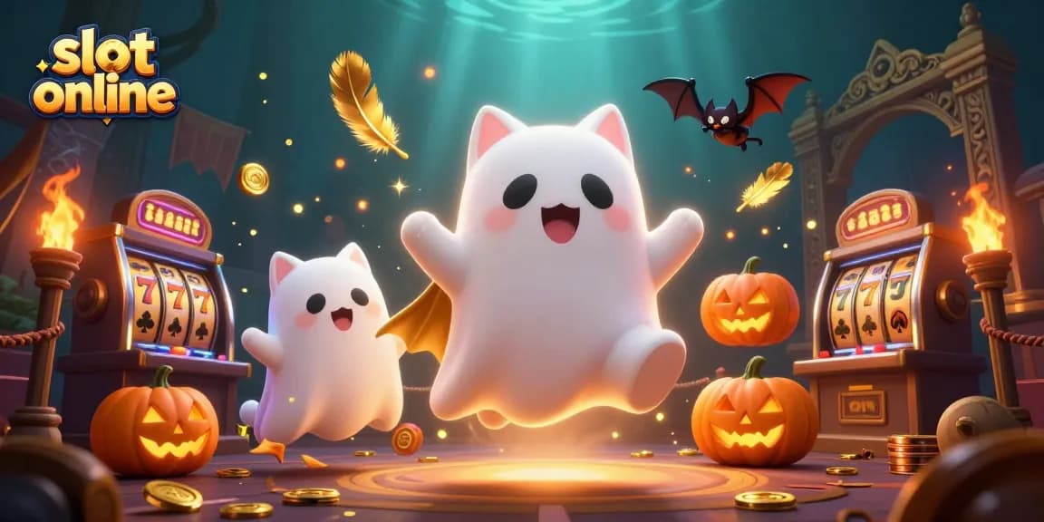 Permainan slot online dengan kucing hantu dan kelelawar kompak di kasino.