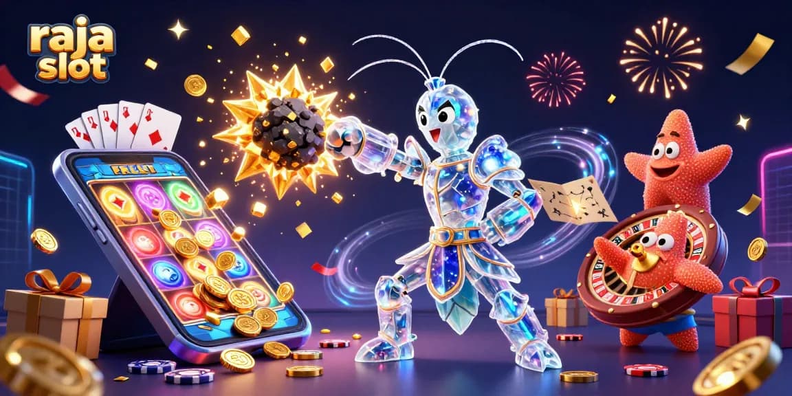 RAJA SLOT menampilkan aksi menarik di kasino dengan karakter lucu yang mengejar jackpot spektakuler