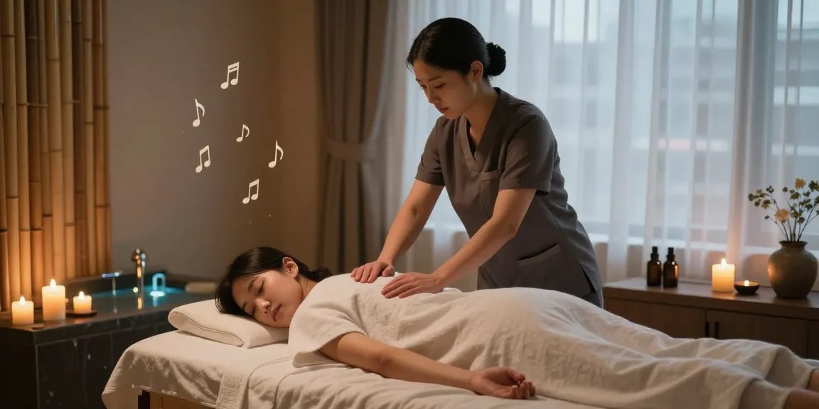 Relaxing 서울출장안마 scene with a therapist providing a soothing massage in a tranquil spa environment.