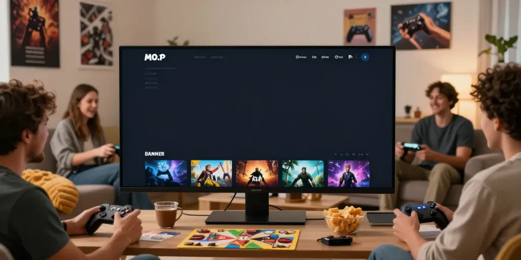 Antarmuka platform game JPTOTO yang mudah dipahami, menggambarkan suasana bermain game bersama yang menyenangkan.