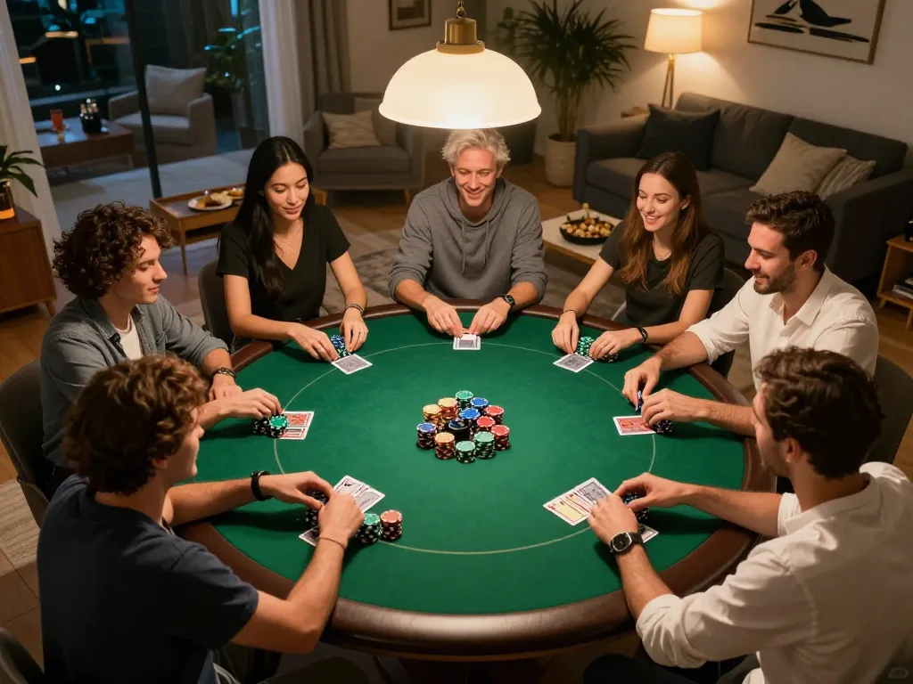 Engaging poker night with friends showcasing 789 bet strategy in action and lively gameplay.