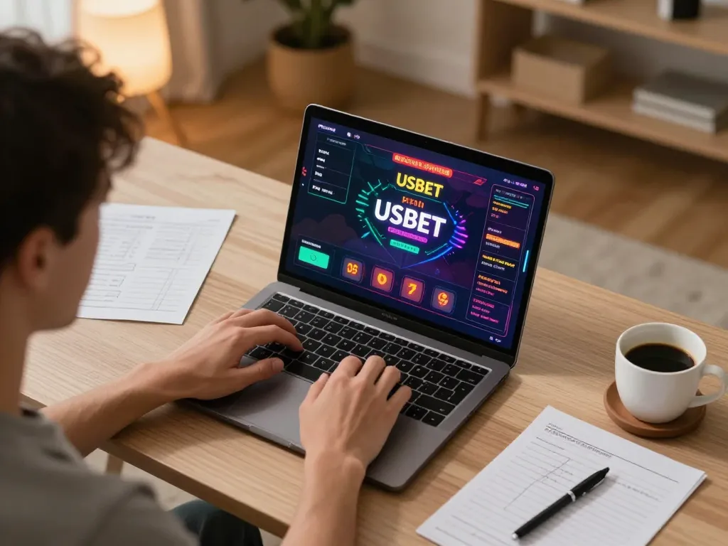 Experience the excitement of USBET online gaming with a player engaged in strategic betting.