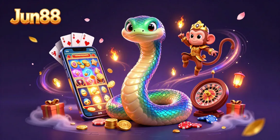 Experience thrilling gaming at Jun88 with vibrant slot games and magical casino elements.