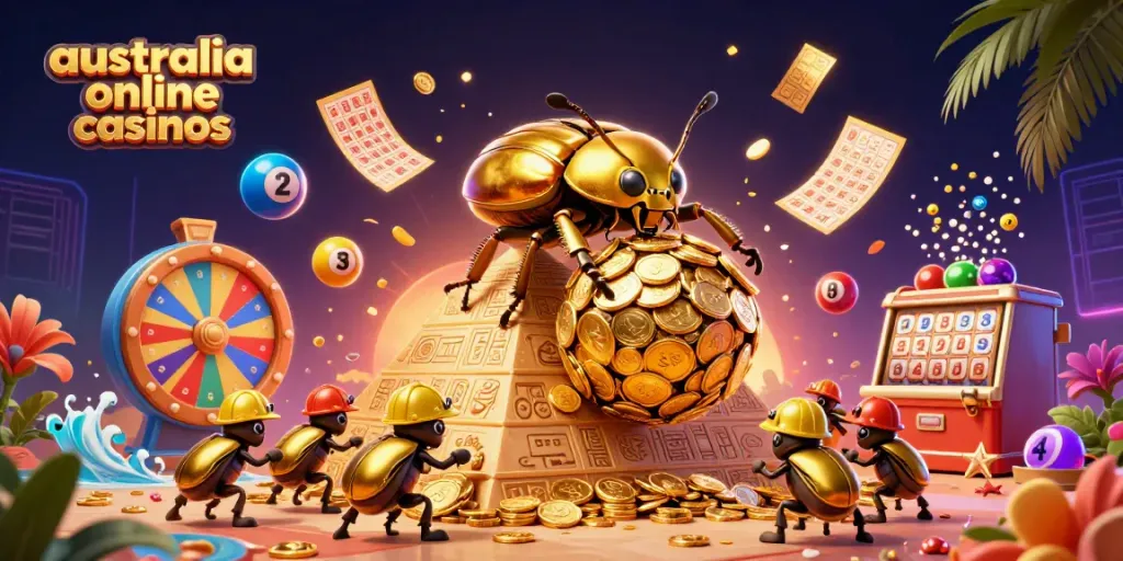 Experience exciting gameplay at australia online casinos with a vibrant casino-themed illustration.