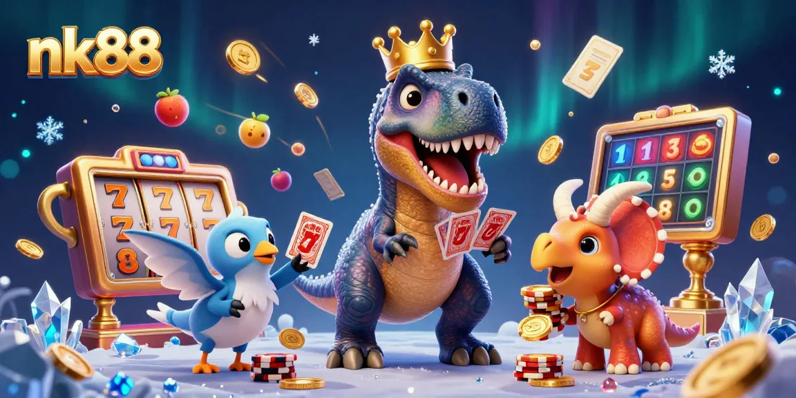 Engage with thrilling slots and win on nk88 as dinosaurs shuffle cards and stack chips!