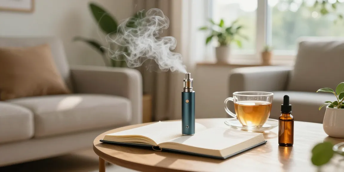 THC vape UK buy options in a serene wellness setting with CBD oil and natural products.