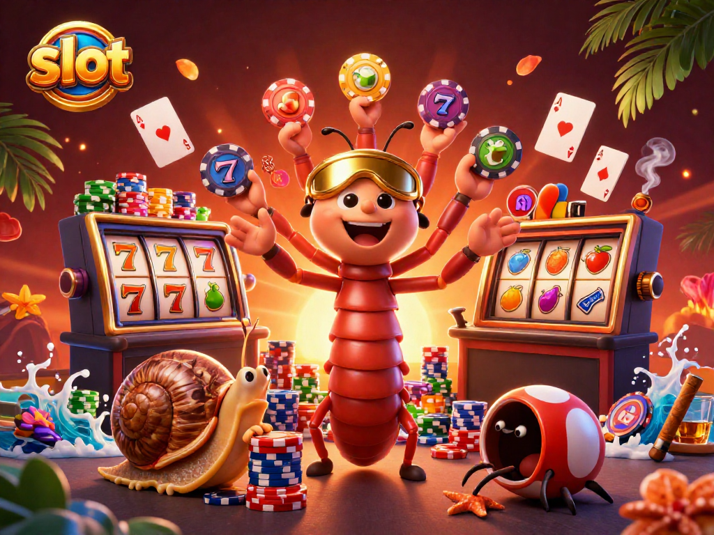 Spin the slot reels with vibrant illustrations of characters in a lively casino scene.