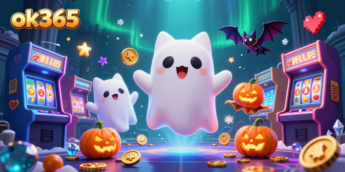 Engage in thrilling gameplay at ok365 with a ghost cat, vampire bat, and glowing jack-o-lanterns.