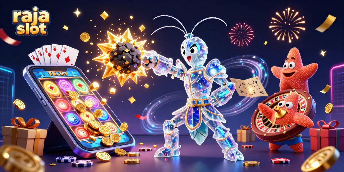 RAJA SLOT menampilkan aksi menarik di kasino dengan karakter lucu yang mengejar jackpot spektakuler
