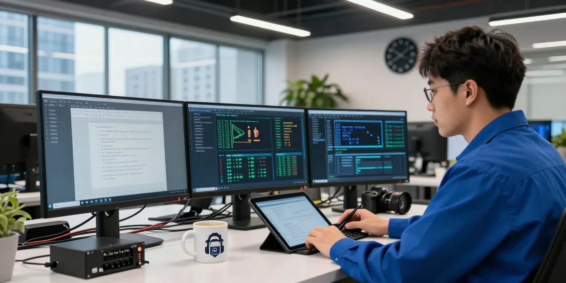 Dynamic security inspection scene at https://shs-dome5.com/ showcasing IT technician analyzing browser security protocols.