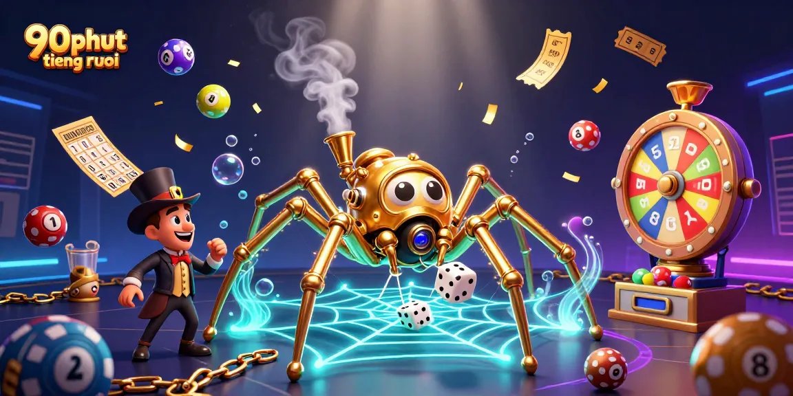 Win big with 90phut tiengruoi in a vibrant gambling scene featuring colorful balls and prizes.