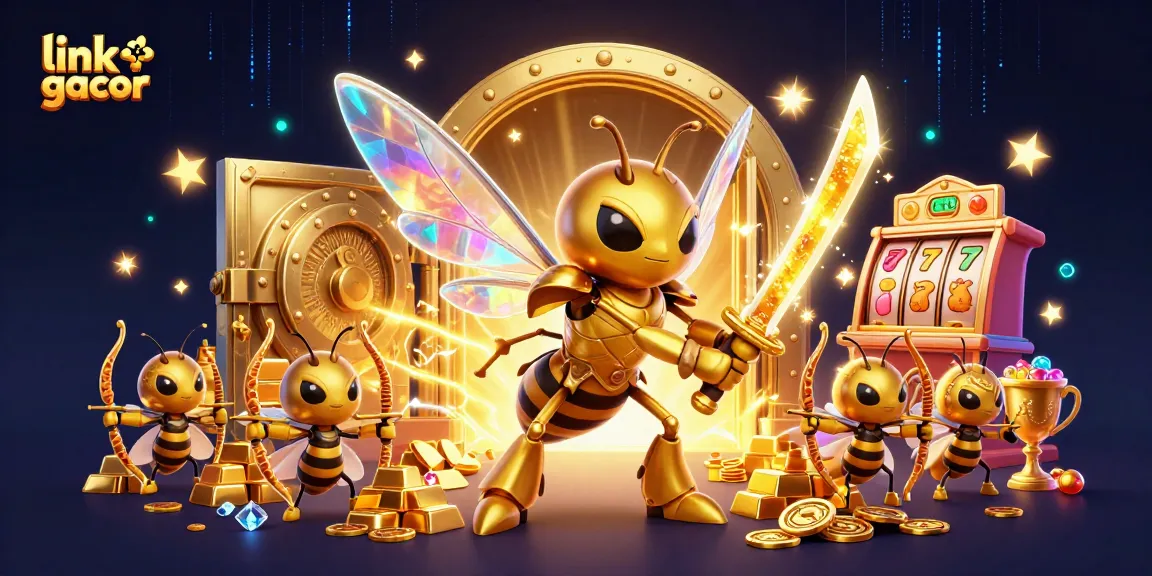 Experience the excitement of link gacor with a dynamic 3D illustration featuring gaming elements and vibrant characters.