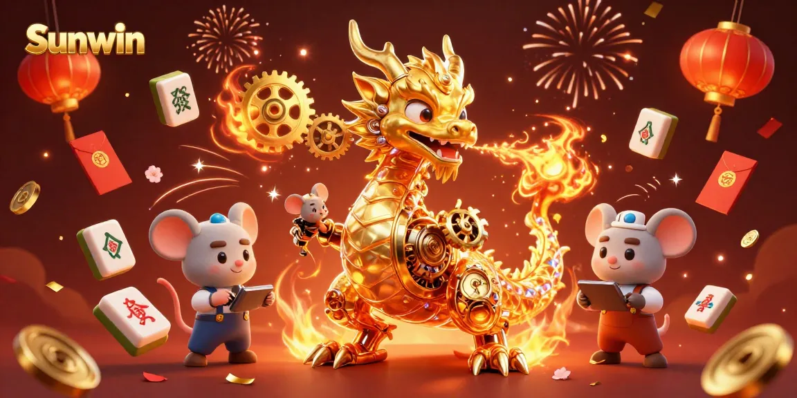 Experience exhilarating gameplay with Sunwin's vibrant casino-themed dragon illustration.