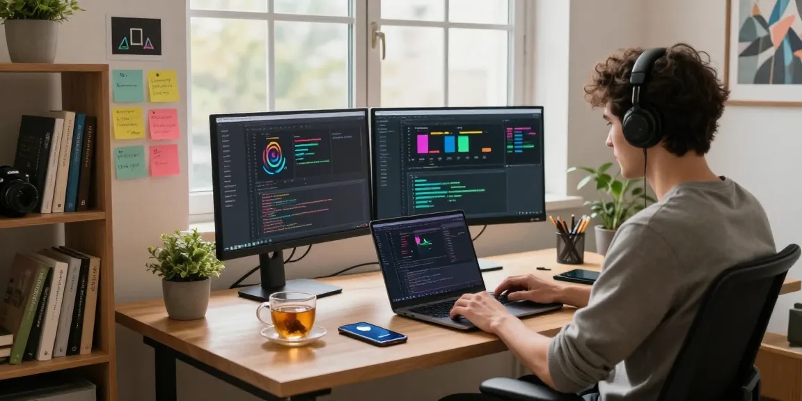 Dynamic software development workspace reflecting productivity with telegram官网 interactions.