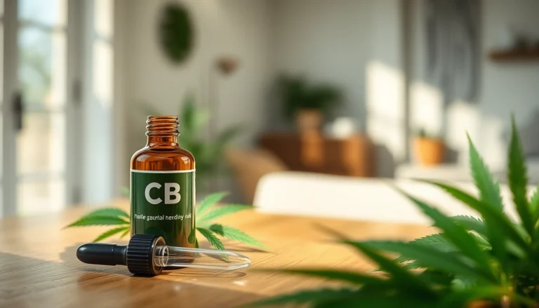 Discover CBD Oil bottle with dropper and hemp leaves on wooden table, showcasing natural health.