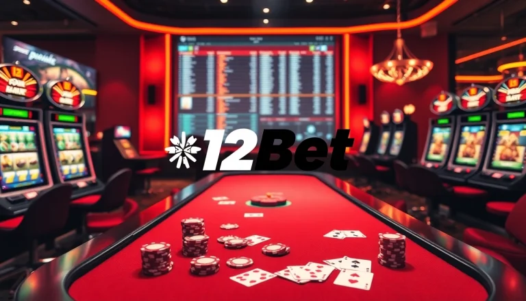 Gamblers engaging with the link 12bet interface, showcasing exciting online casino elements in a luxurious atmosphere.