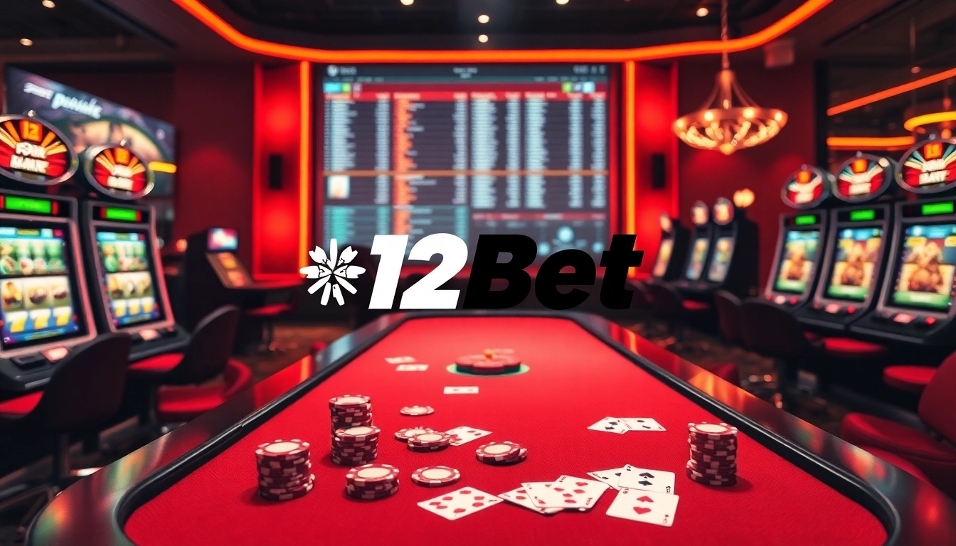 Gamblers engaging with the link 12bet interface, showcasing exciting online casino elements in a luxurious atmosphere.