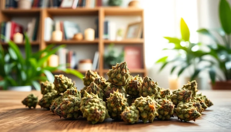 Examine the therapeutic effects of Mental Wellness CBD buds in a tranquil setting.