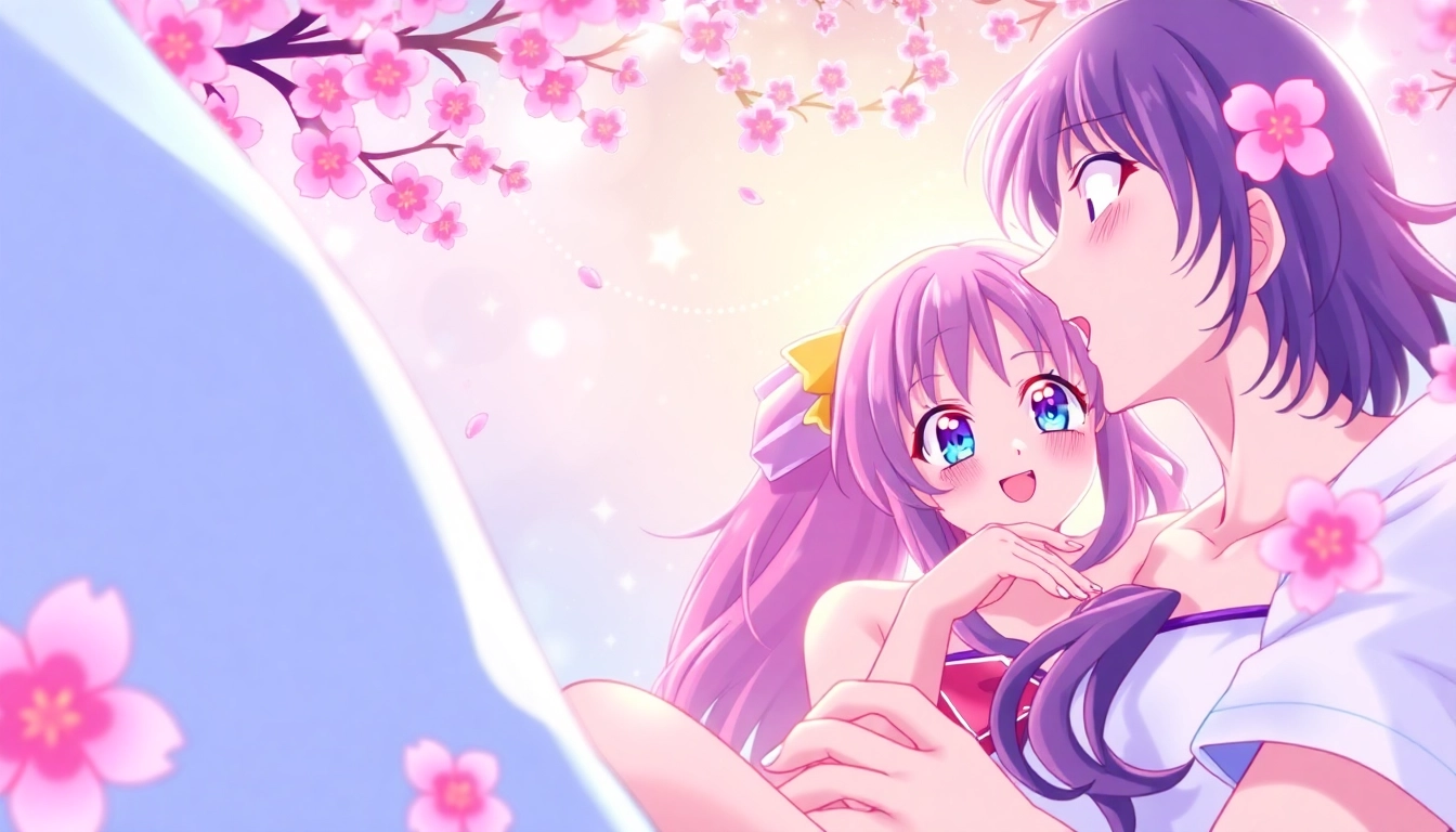 Anime sex scene with vibrant characters in a playful, fantasy setting.