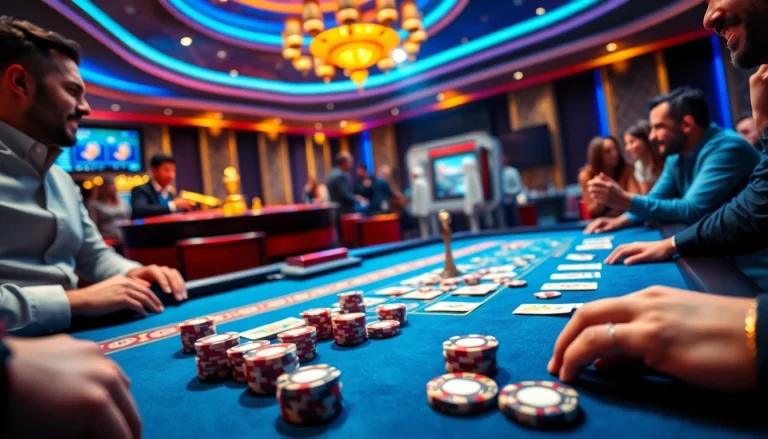 Experience the excitement of RR88 with vibrant casino tables and engaged players.