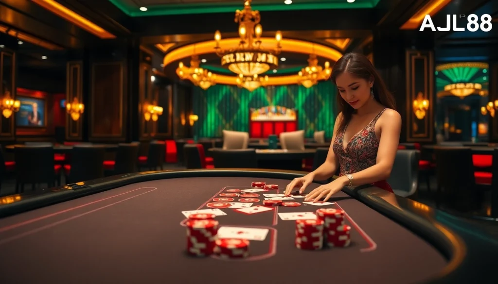 Engaging live dealer game at Nhà cái AU88 with elegant casino setup and vibrant atmosphere.