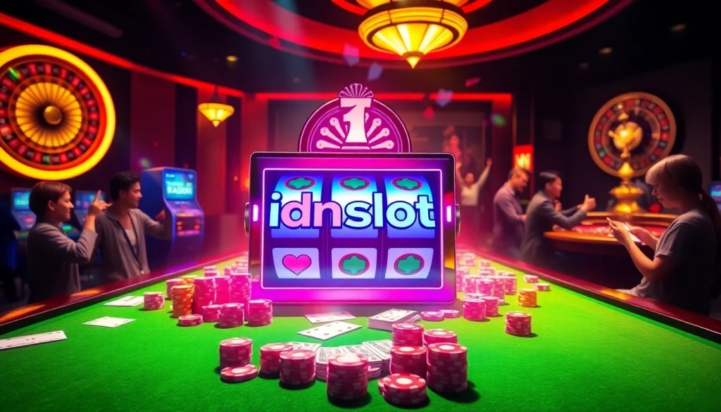 Experience high-stakes gameplay with idnslot at a vibrant casino table.