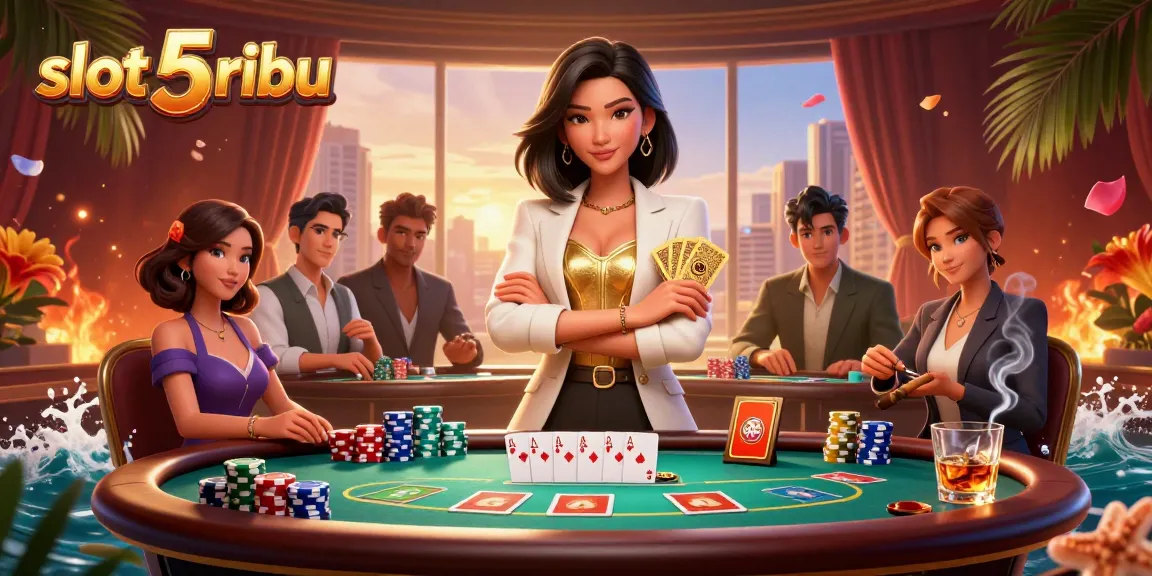 Engage with the exciting world of slot 5 ribu at a dazzling casino scene featuring vibrant elements and characters.